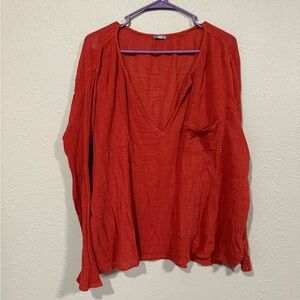 Aerie orange swimsuit cover up / thin cotton long sleeve